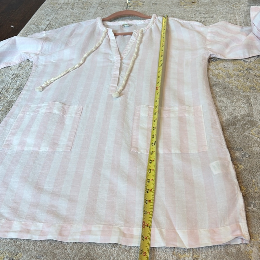 J CREW Tunic Cover Up Linen Blend Pink Striped - Picture 12 of 12